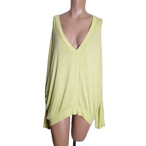 eri+ali sweater shirt long sleeve v neck asimetric green lemon size M